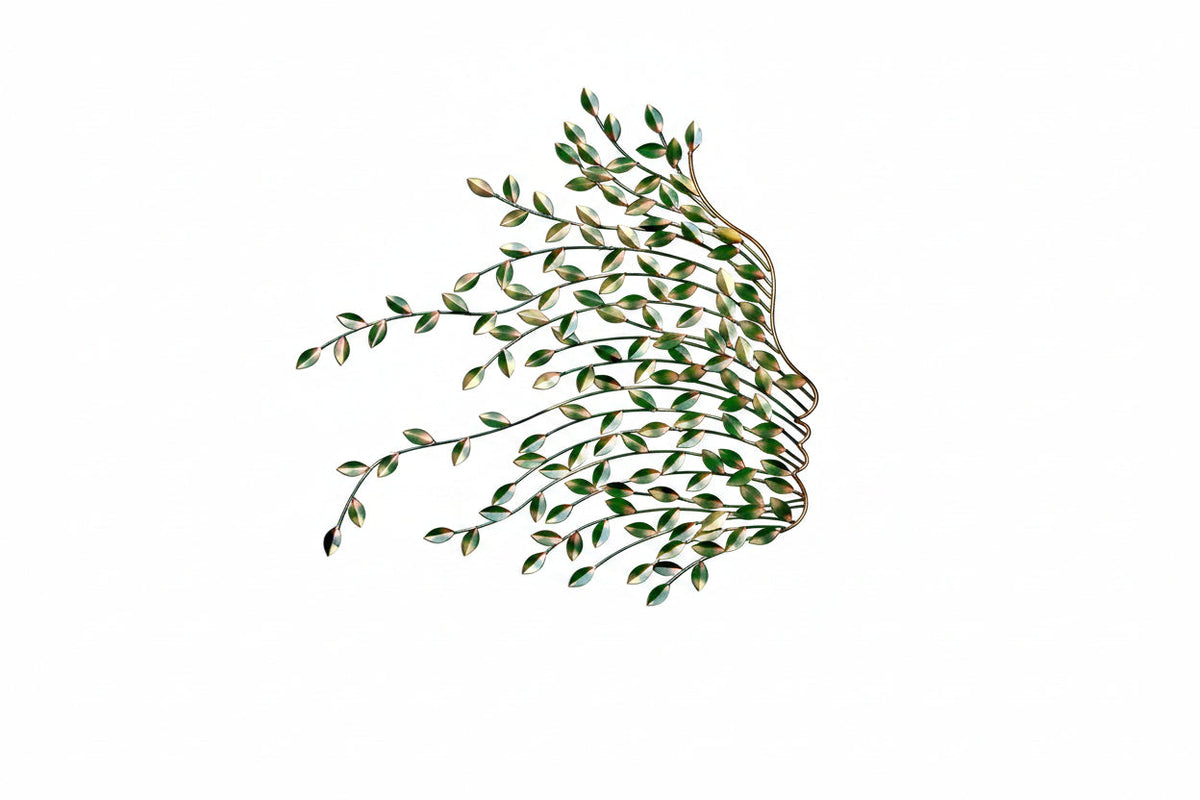Abstract Face with Leaves Metal Wall Art - ArtyCraftz.com
