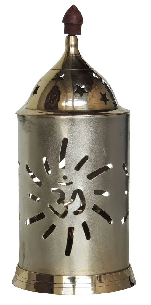 Akhand Diya,Designer Diya with Om and Swastik Design Lid 3.5*3.5*6.5 Inches - ArtyCraftz.com