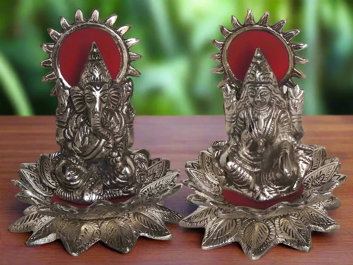 Aluminium Lord Ganesha and Lakshmi