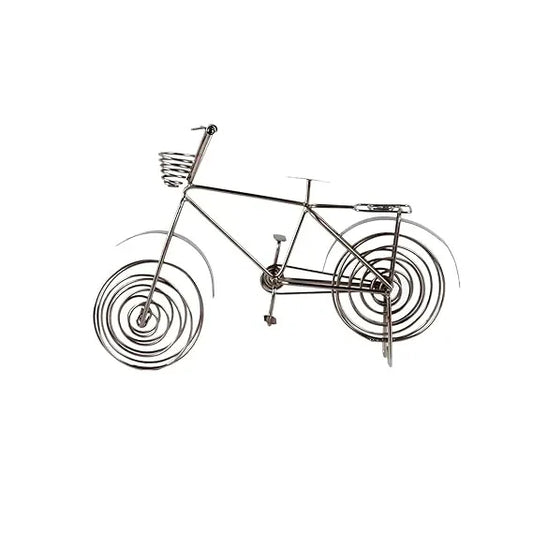 Aluminium Silver Finish Decorative Cycle Showpiece- ArtyCraftz.com