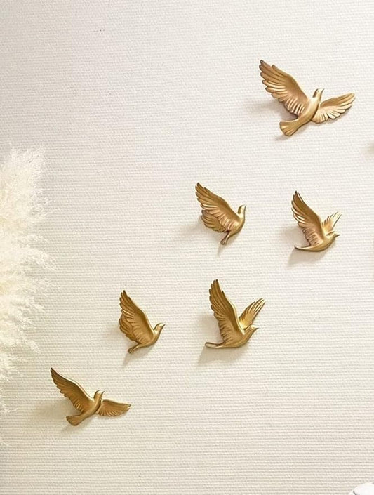 Aluminum Golden Flying Birds Wall Art Set Main Image-ArtyCraftz.com