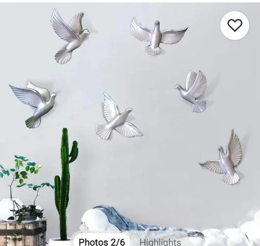 Aluminum Silver Flying Swallow Birds Wall Art -ArtyCraftz.com