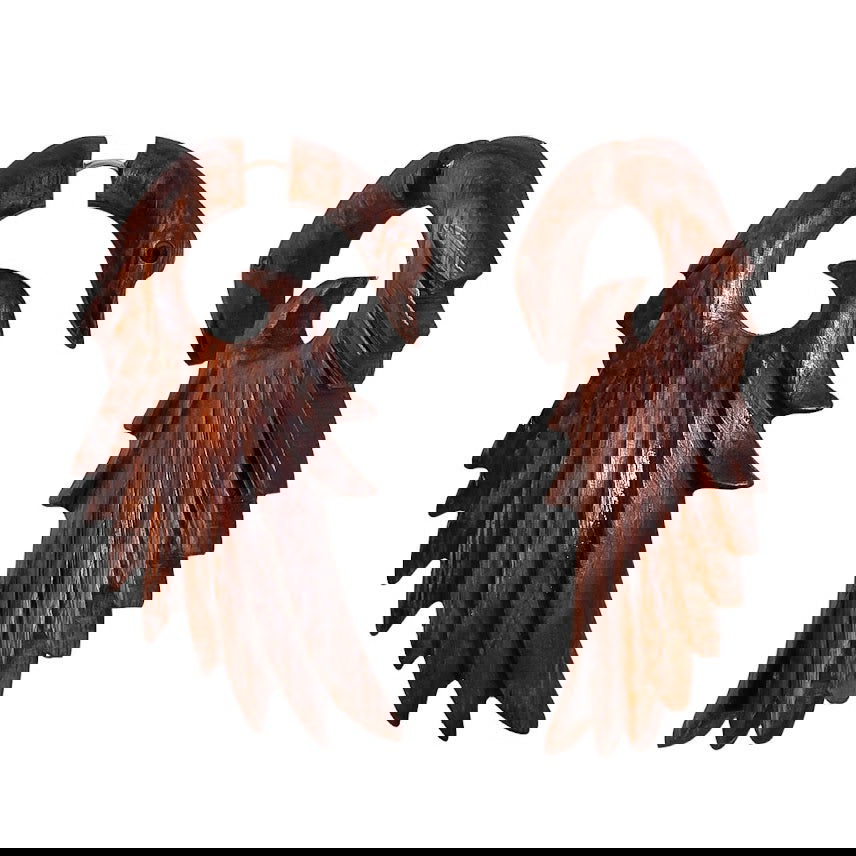 Angel Wing Fake Gauge Talon Tribal Wooden Earrings 2.8" - ArtyCraftz.com