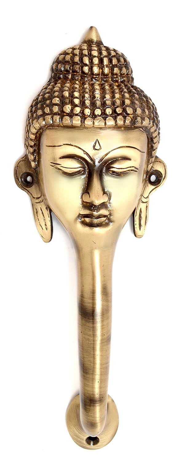 Antique Brass Buddha Face Door Handle - ArtyCraftz.com