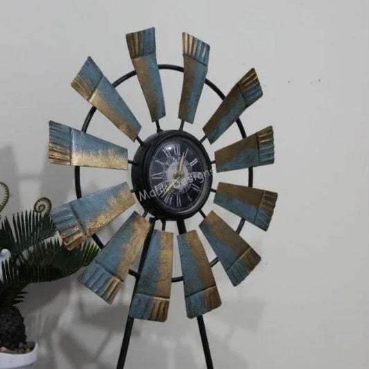 Antique Finish Metal Table Clock-ArtyCraftz