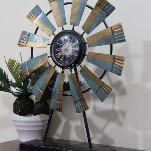 Antique Finish Metal Table Clock-ArtyCraftz