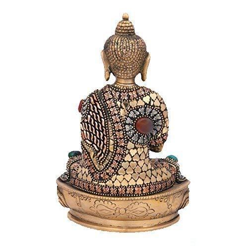 Antique Finished Lotus Sitting Abhaya Buddha Brass Statue
