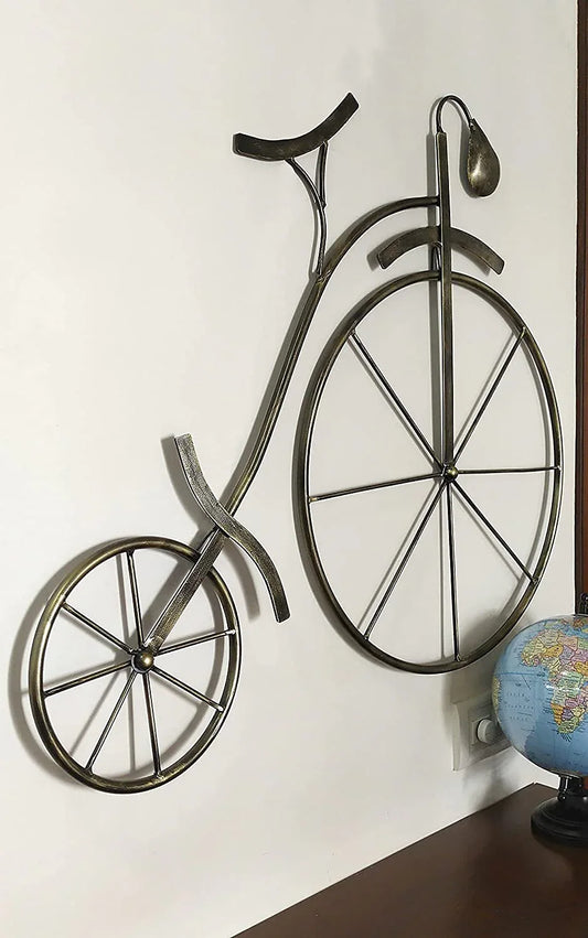 Antique Gold Finish High Wheels Bicycle Wall Art