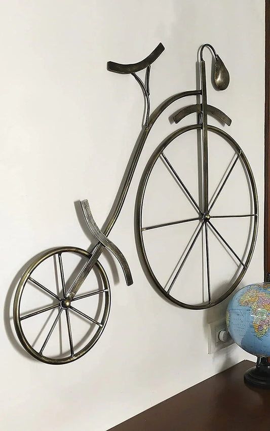 Antique Gold Finish High Wheels Bicycle Wall Art