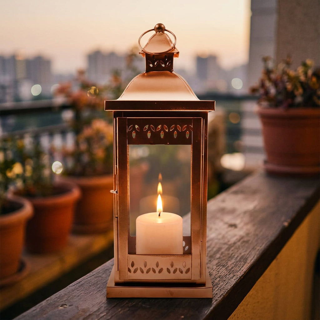 Antique Gold Iron Candle Lantern-artycraftz.com
