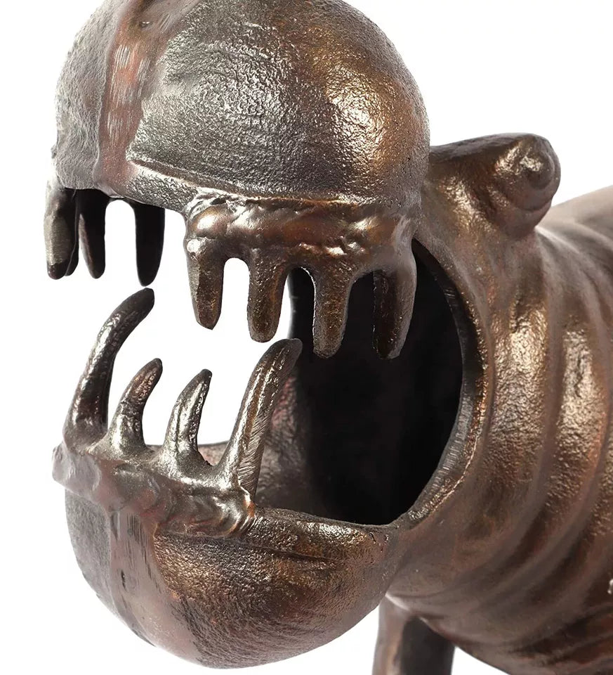 Antique Iron Hippopotamus Animal Figurine Showpiece for Table Decor and Gifting 11.5 Inches