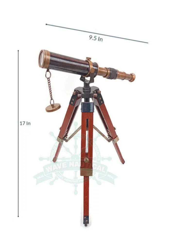 Antique Maritime Brass Telescope with Adjustable Tripod Stand for Decorative - ArtyCraftz.com