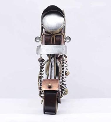Antique Metal Motorbike Table Decor with Clock-ArtyCraftz.com