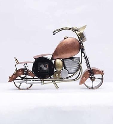Antique Metal Motorbike Table Decor with Clock-ArtyCraftz.com