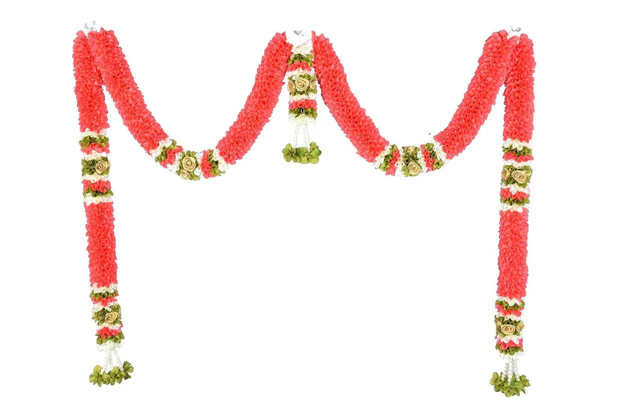 Artificial Pink and White Rose Petals Doorway Toran-ArtyCraftz.com