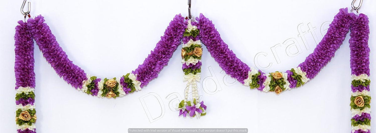 Artificial Violet and White Flower Doorway Thoran