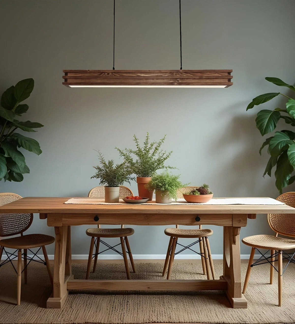 Artline 36 Brown Wooden LED Single Hanging Lamp on Top of Dining Table