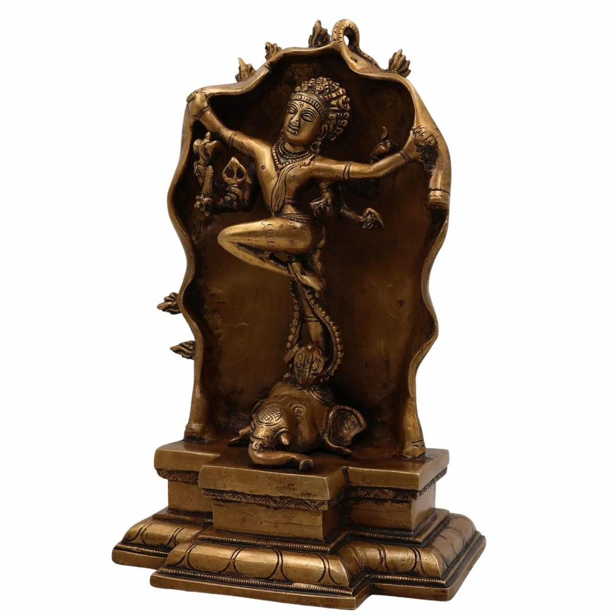 Brass Gaja Samhara Statue