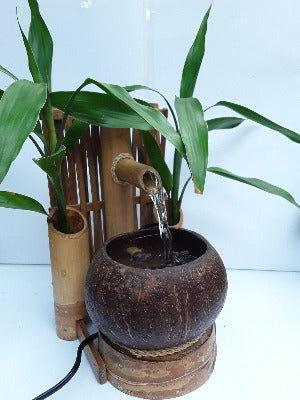 Back wall style Bamboo and Coconut shell Table top water fountain - ArtyCraftz.com