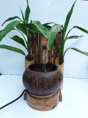 Back wall style Bamboo and Coconut shell Table top water fountain - ArtyCraftz.com