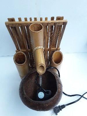 Back wall style Bamboo and Coconut shell Table top water fountain - ArtyCraftz.com