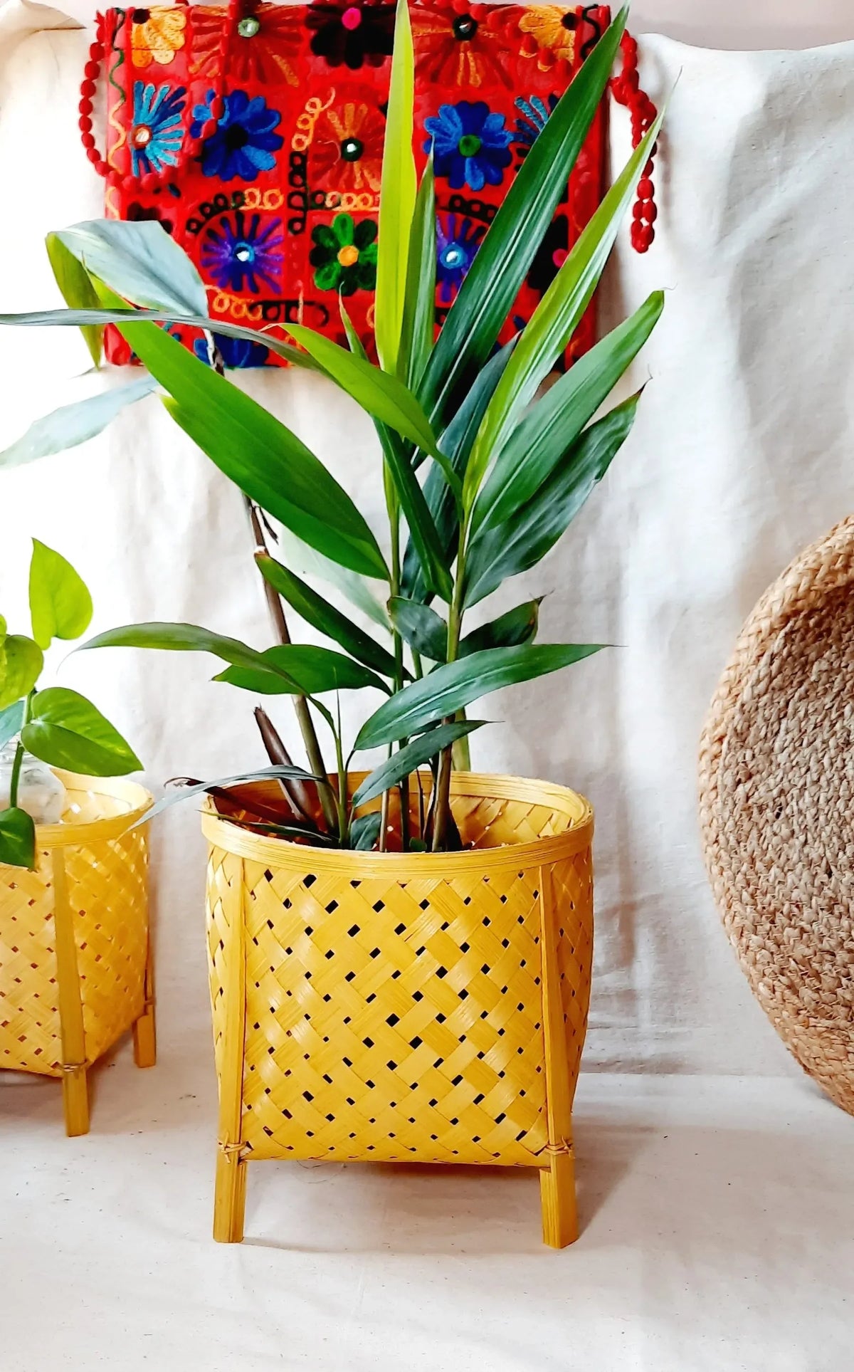Bamboo Basket/Planter Holder with Stand