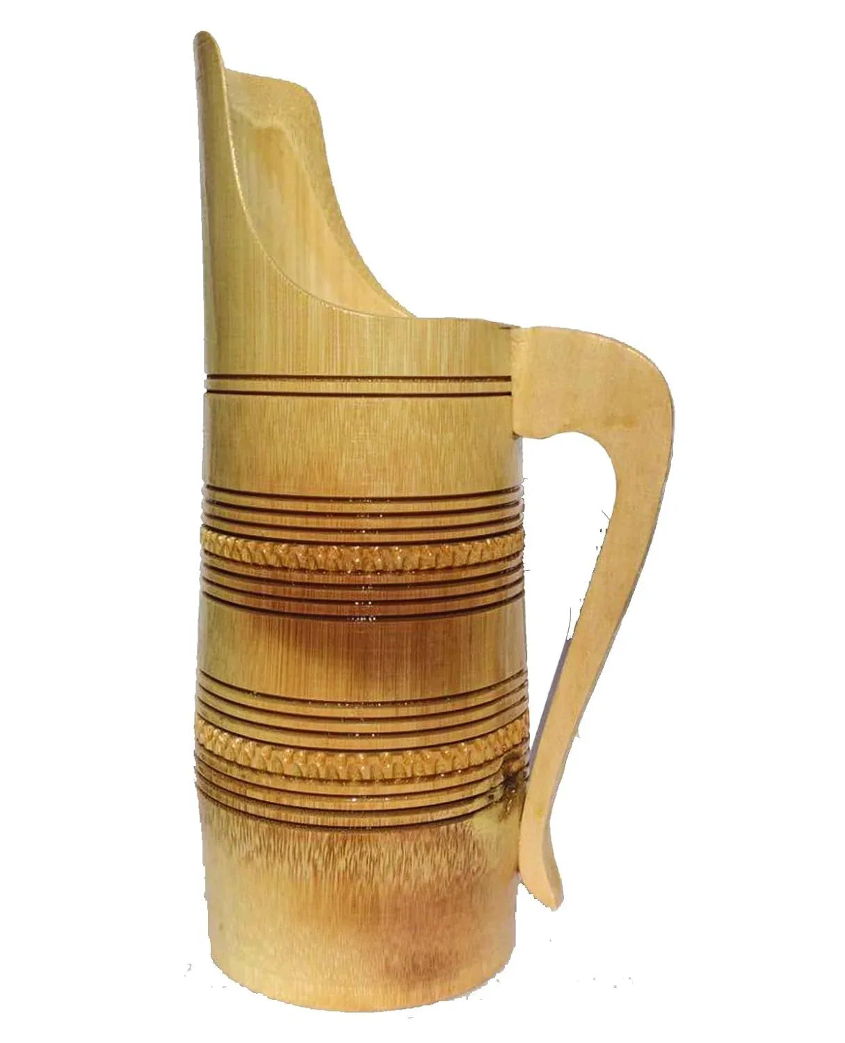 Bamboo pitcher with handle on a white background