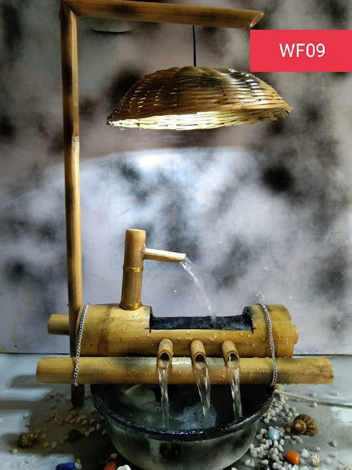 Bamboo Water Fountain With Lamp Shade - ArtyCraftz.com