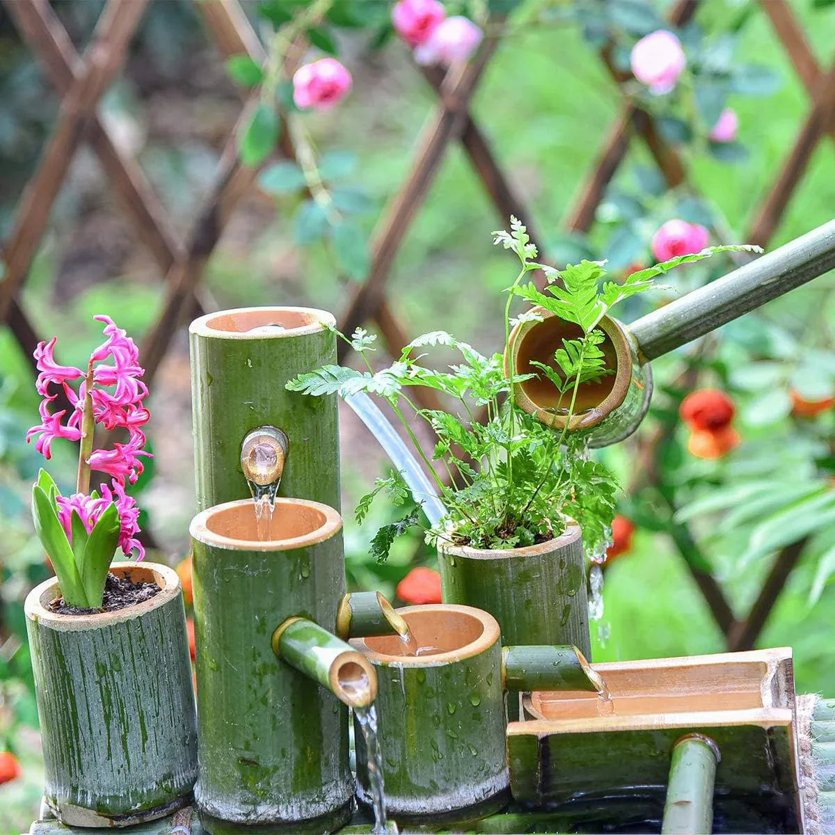 Bamboo Water Fountain with Pump for Yard/Pond/Garden- ArtyCraftz.com