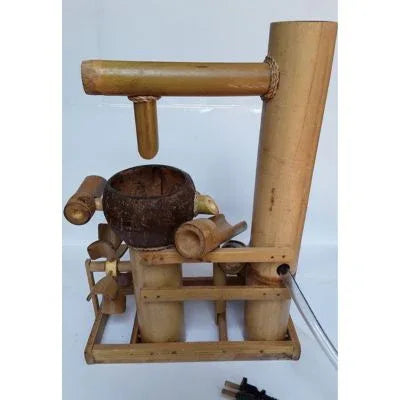 Bamboo and Coconut Shell Water Fountain Trough Style