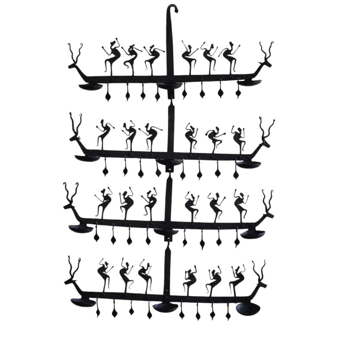 Bastar Arts Deer Head Boat and Tribals Design Candle Holder-ArtyCraftz.com
