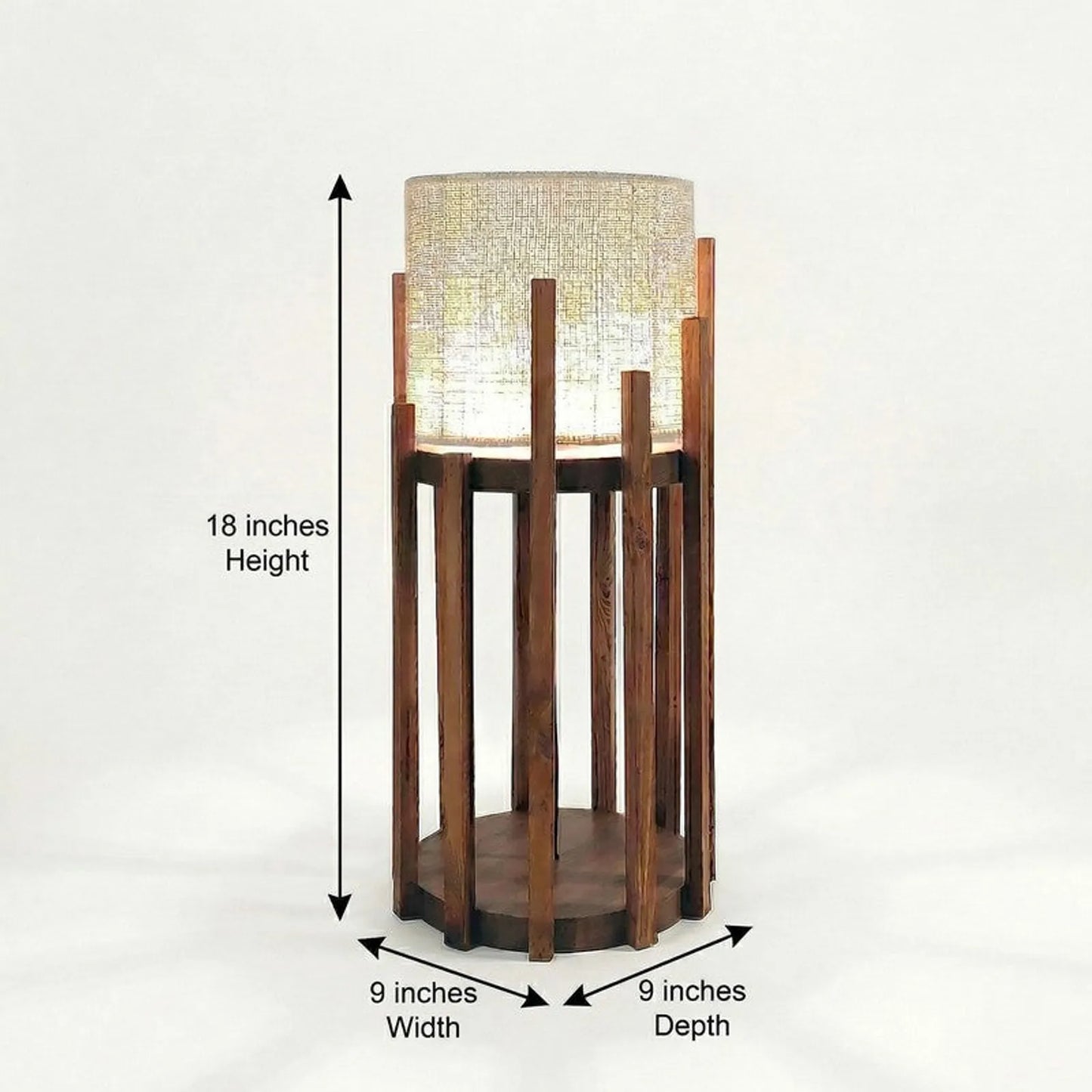 Bastian Wooden Table Lamp with Brown Base and Premium White Fabric Lampshade