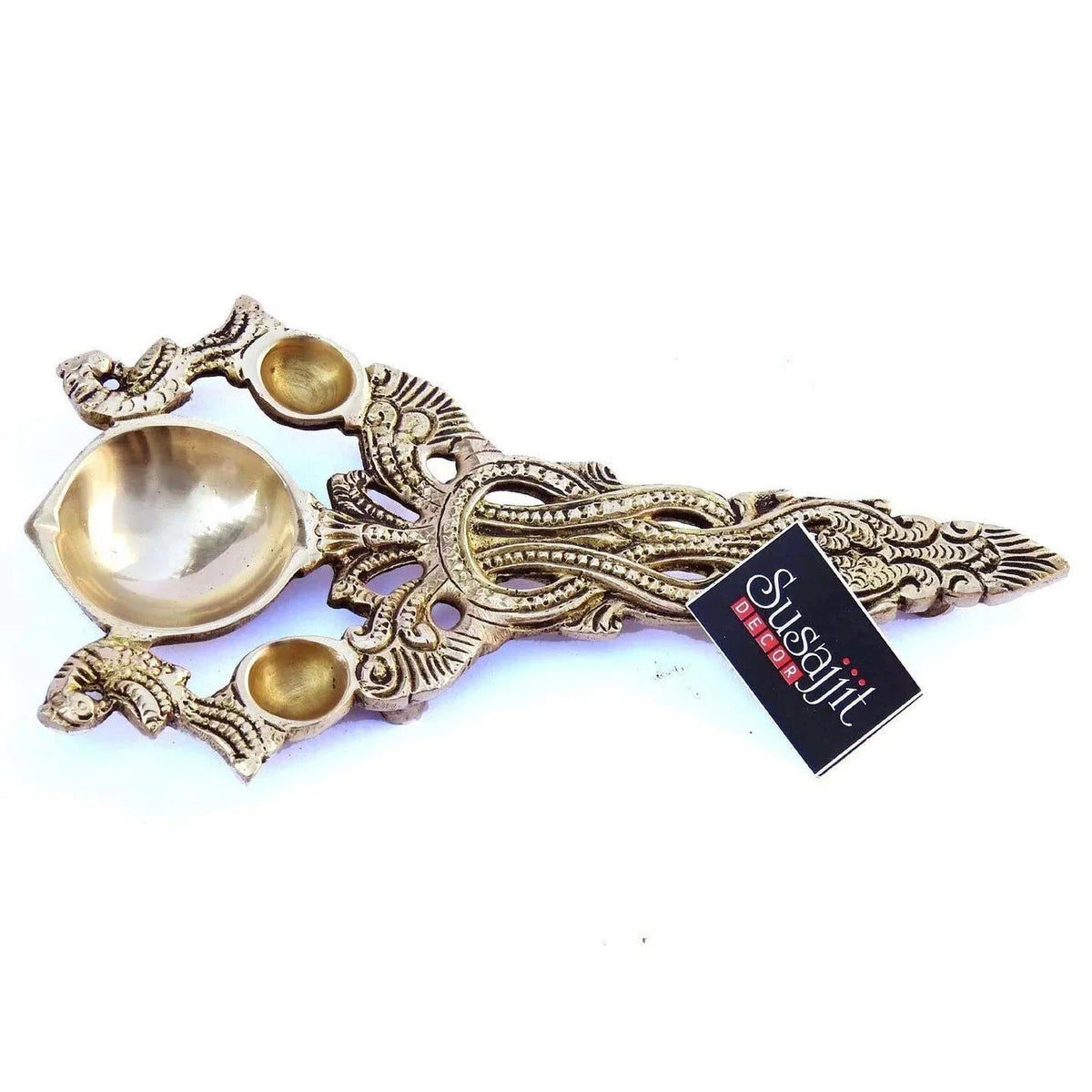 Beautiful Brass Kapoor Arti Spoon or Oil Diya - ArtyCraftz.com