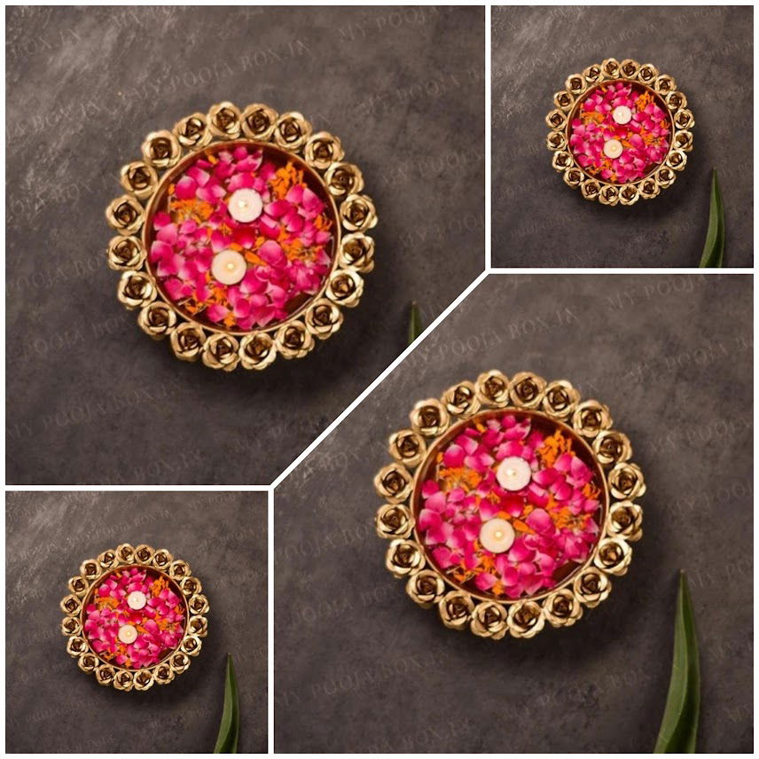 Beautiful Handcrafted Rose Urli Bowl for Floating Flowers and Tea Light Candles - ArtyCraftz.com
