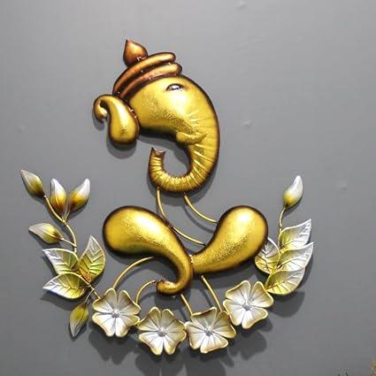 Beautiful Metal Wall Art Showpiece of Lord Ganesha - ArtyCraftz.com
