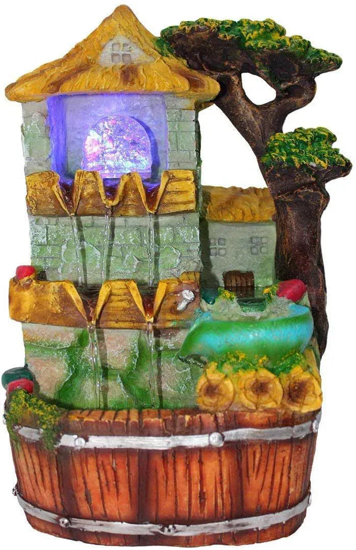 Beautiful Multi Color Hut Water Fountain with LED Lights and Crystal Ball - ArtyCraftz.com