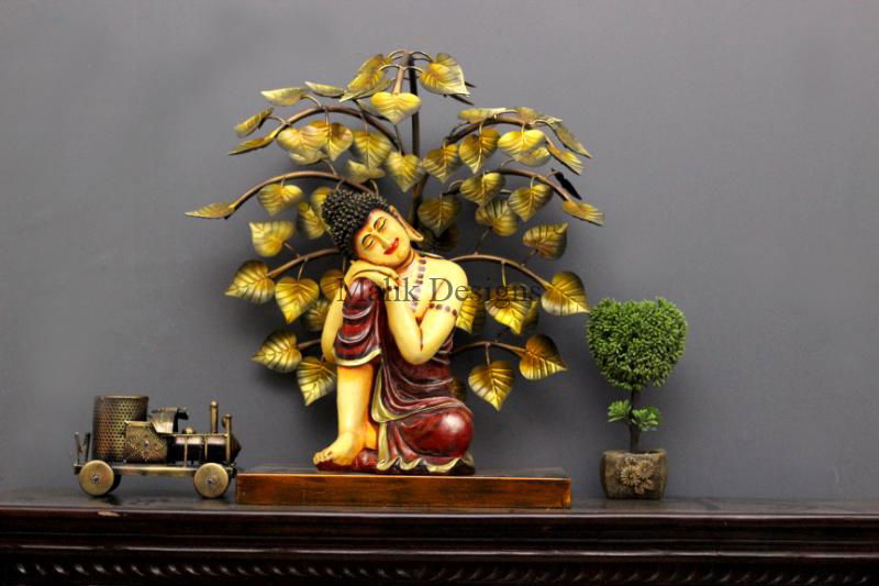 Best Metal Tree Art With Buddha Ornament Statue for Table Decoration - ArtyCraftz.com