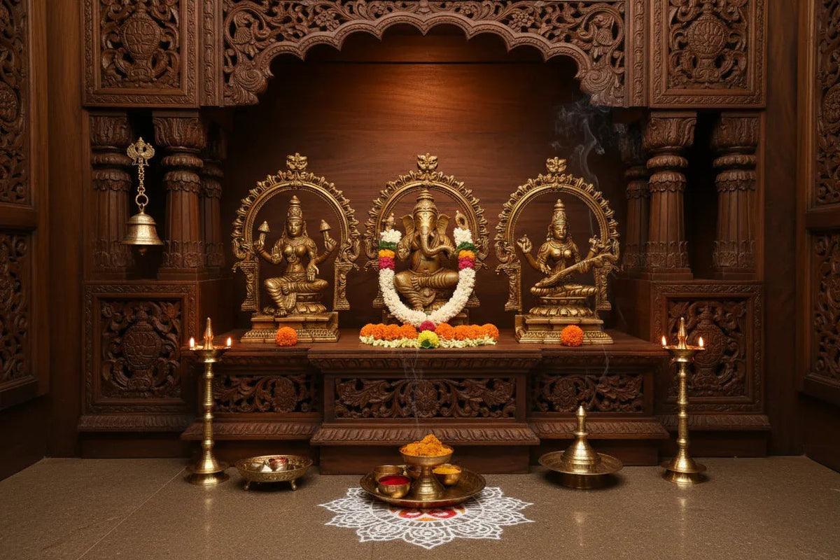Bhunes Brass Ganesh Lakshmi Saraswati Idol - ArtyCraftz.com