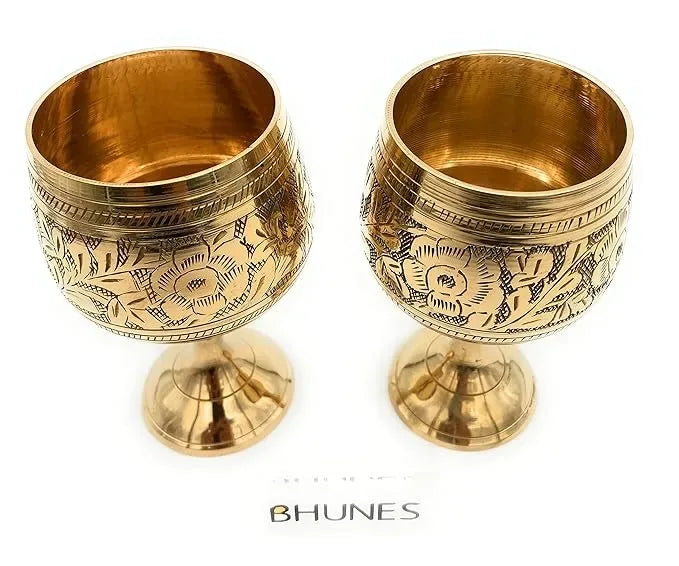 Bhunes Brass Hand Craved Glass - ArtyCraftz.com