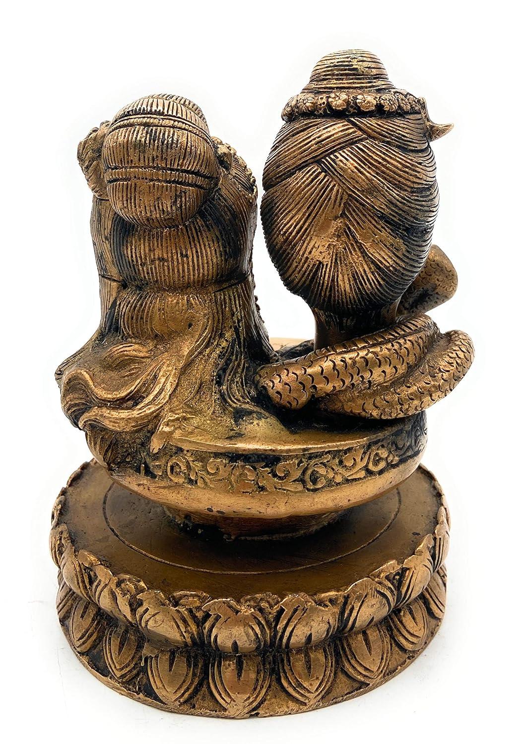 Handcrafted Brass Shiva Parvati Bust Statue Back View-ArtyCraftz.com