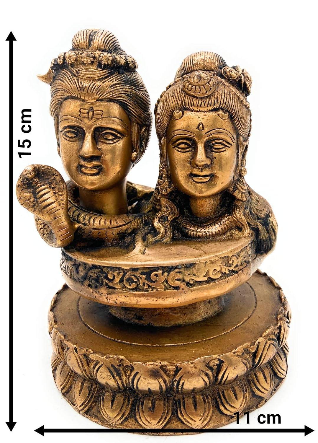 Handcrafted Brass Shiva Parvati Bust Statue Measurement-ArtyCraftz.com