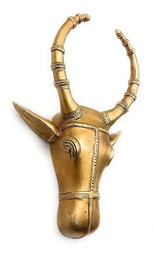 Bhunes Brass Nandi Bull Face Wall Hanging Showpiece - ArtyCraftz.com
