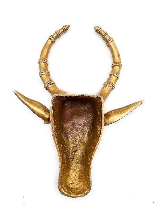 Bhunes Brass Nandi Bull Face Wall Hanging Showpiece - ArtyCraftz.com
