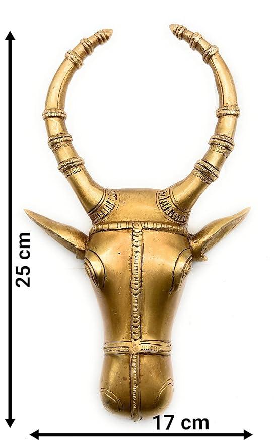 Bhunes Brass Nandi Bull Face Wall Hanging Showpiece - ArtyCraftz.com
