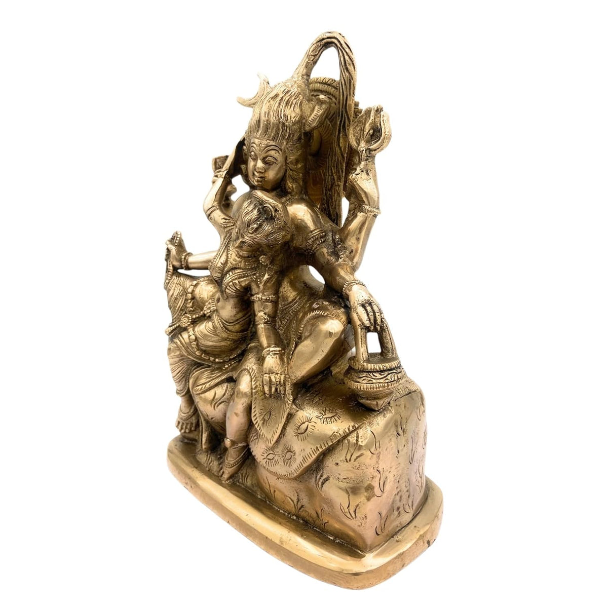 Handcrafted brass Shiva Parvati Couple Statue Right View-ArtyCraftz.com