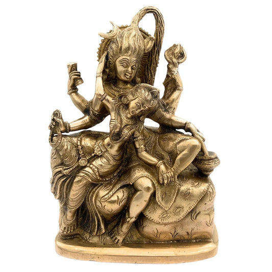 Handcrafted brass Shiva Parvati Couple Statue Main View-ArtyCraftz.com