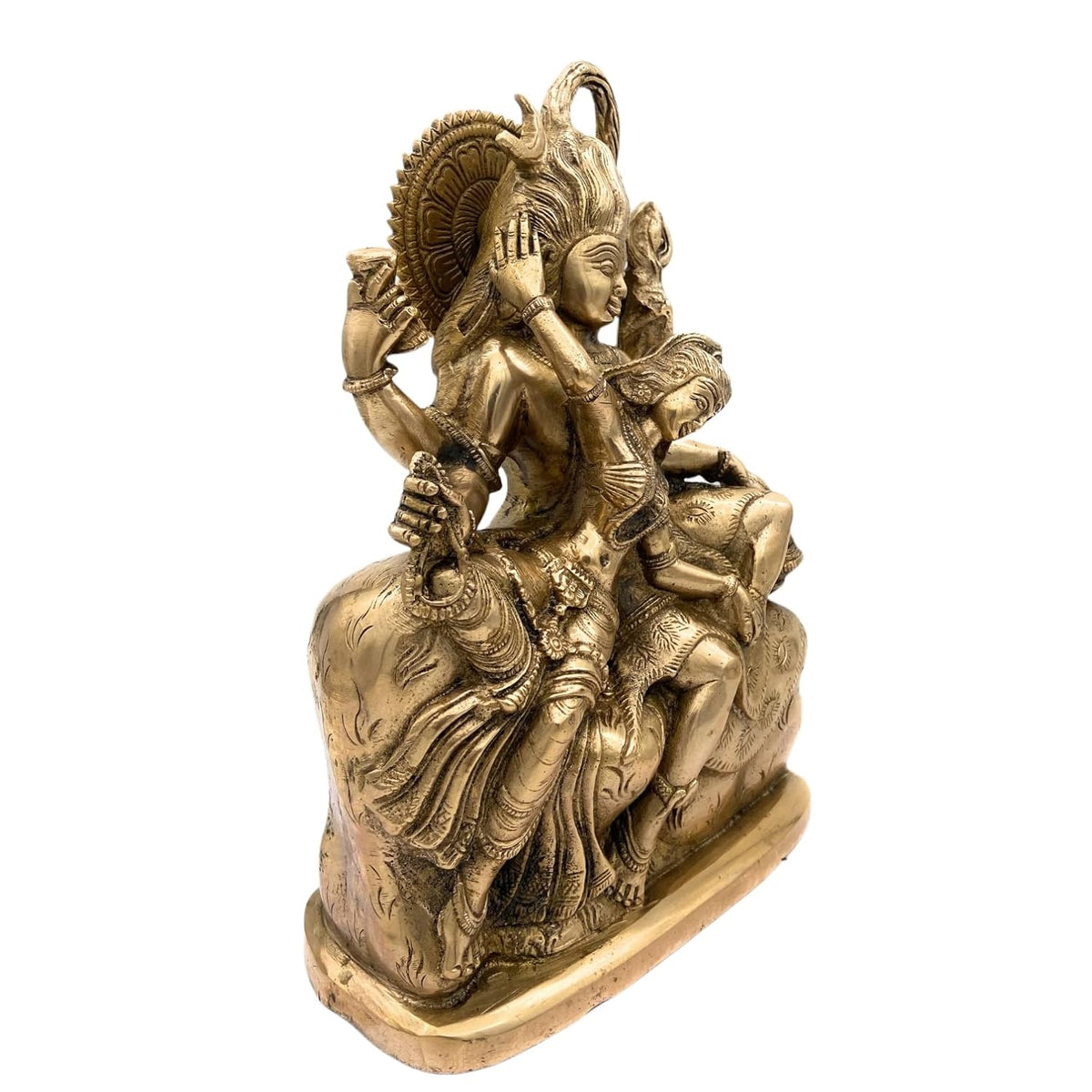 Handcrafted brass Shiva Parvati Couple Statue Left View-ArtyCraftz.com