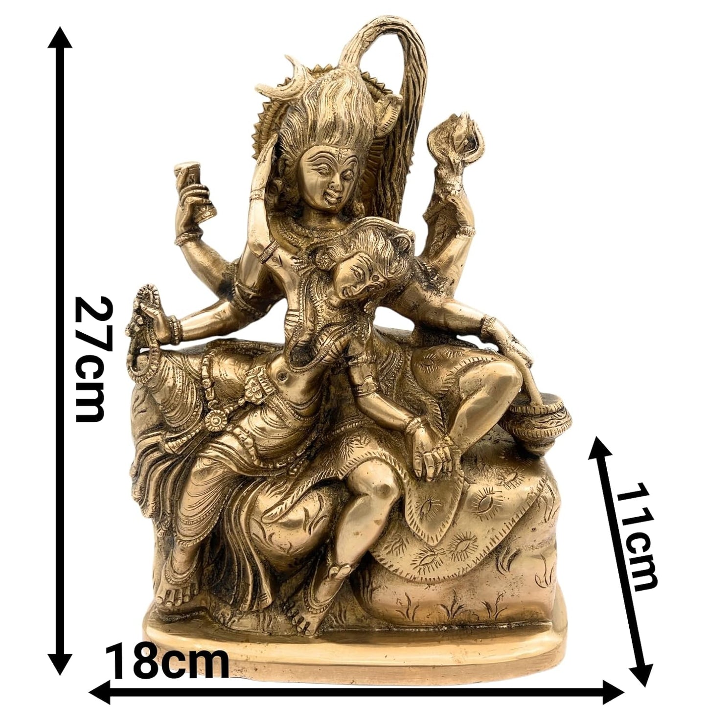 Handcrafted brass Shiva Parvati Couple Statue Measurement-ArtyCraftz.com