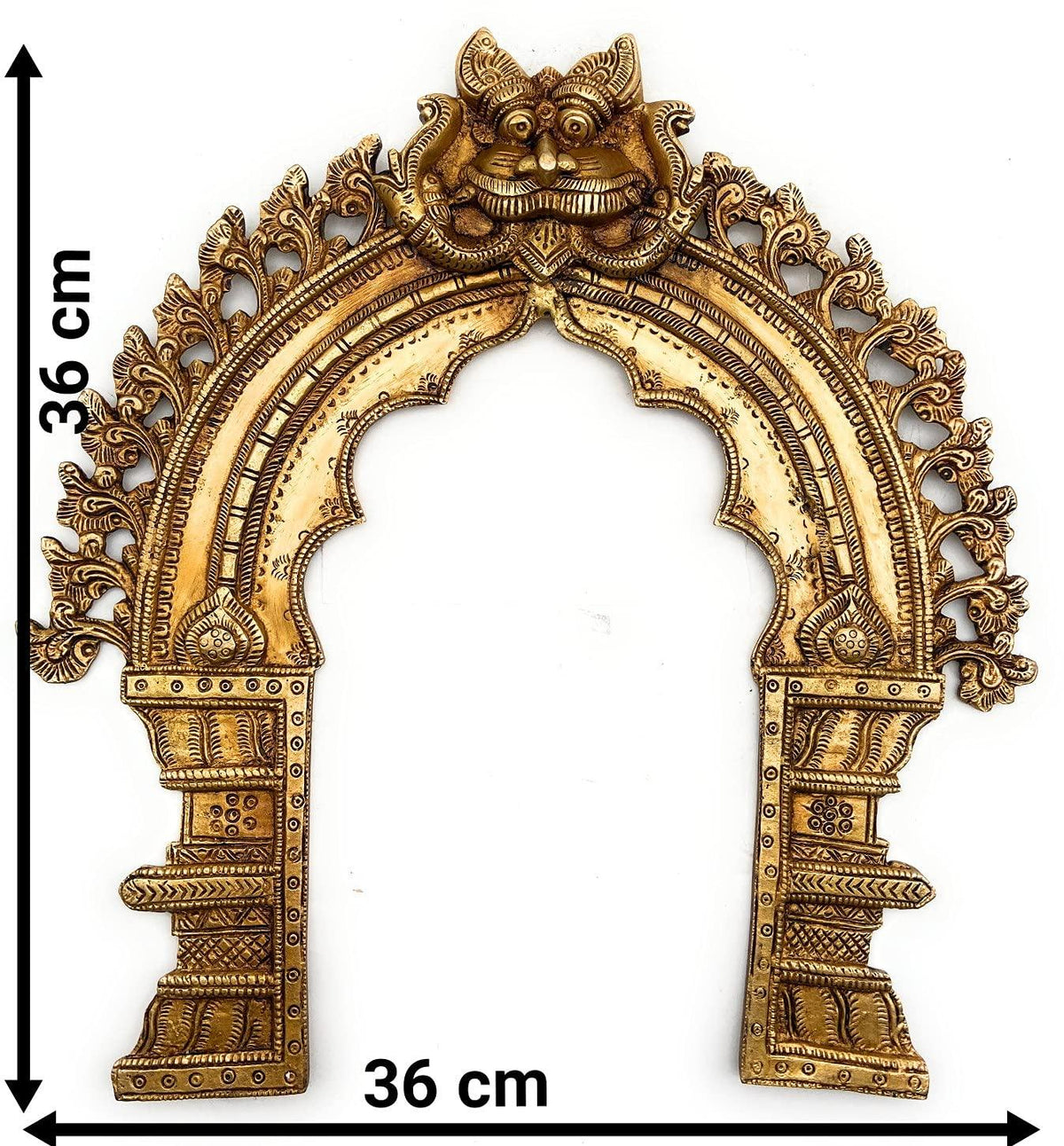 Bhunes Yazhi with exotic flowers Brass Prabhavali-ArtyCraftz.com