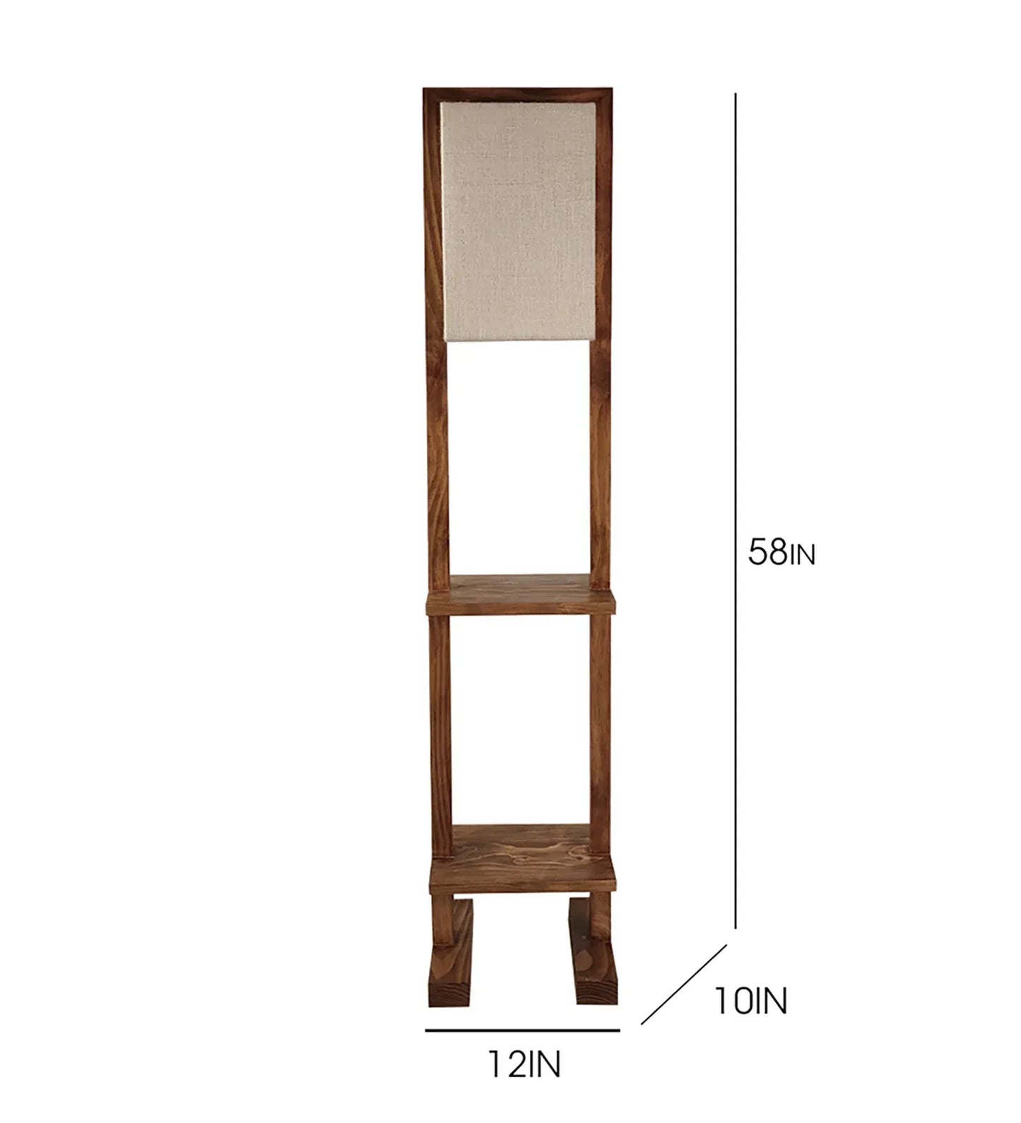 Biped Wooden Floor Lamp with Brown Base and Beige Fabric Lampshade - ArtyCraftz.com